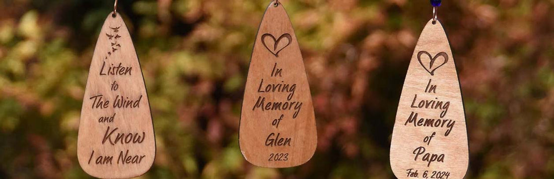 Examples of personalized memorial wind chime inscriptions for sympathy gift