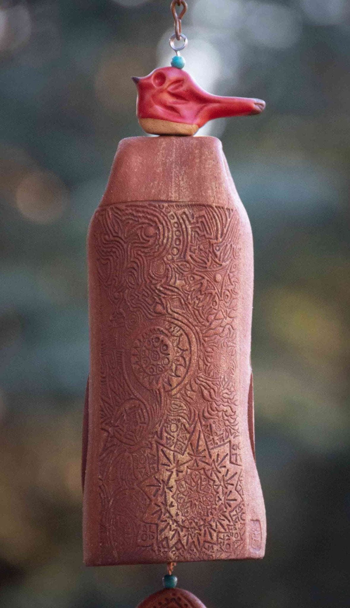 Pet loss ceramic wind chime with paw bead and sympathy message