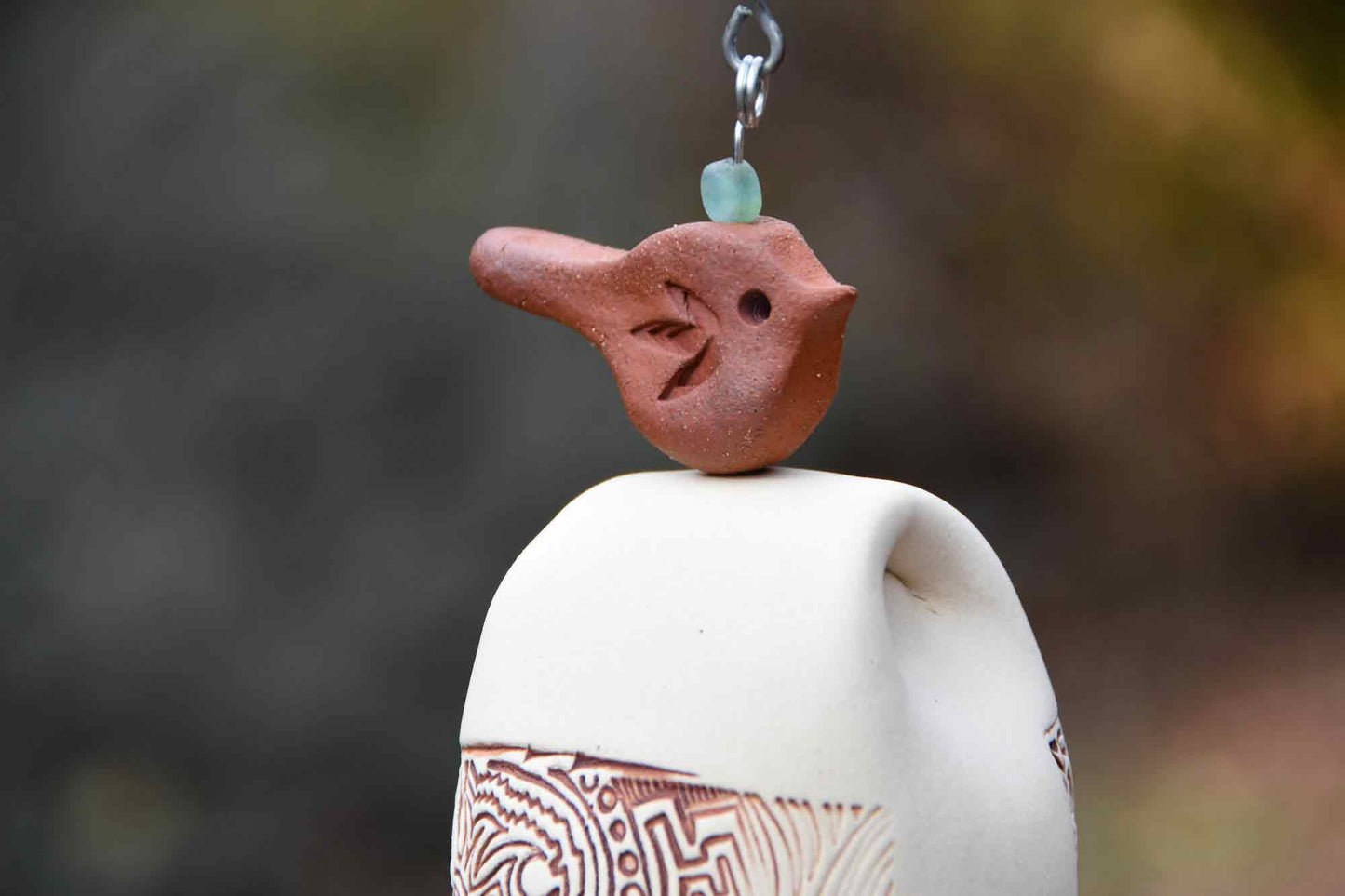 Sympathy wind chime gift with rustic dragonfly motif and copper tail