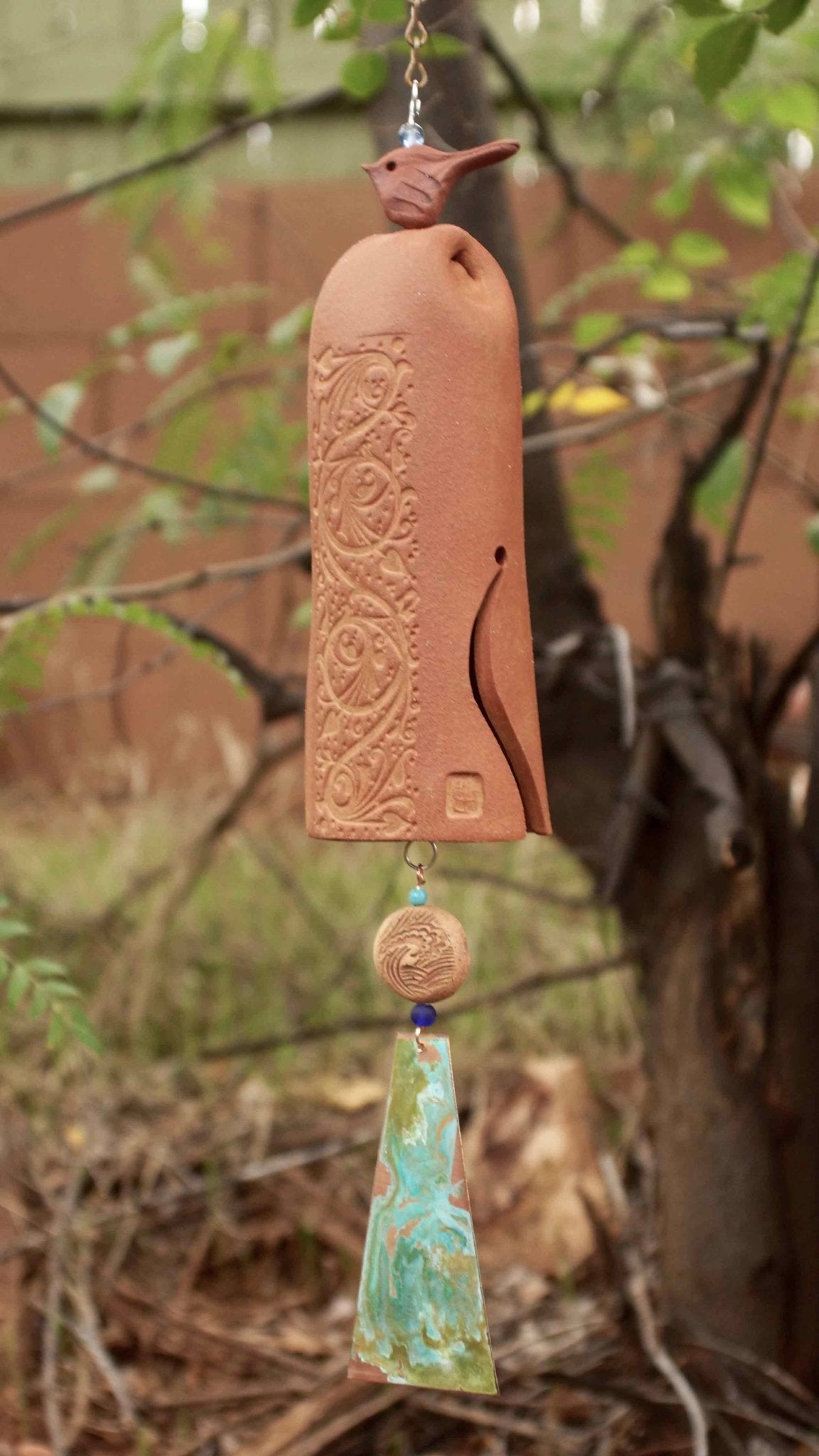 Terracotta vines anniversary wind chime handmade in the USA