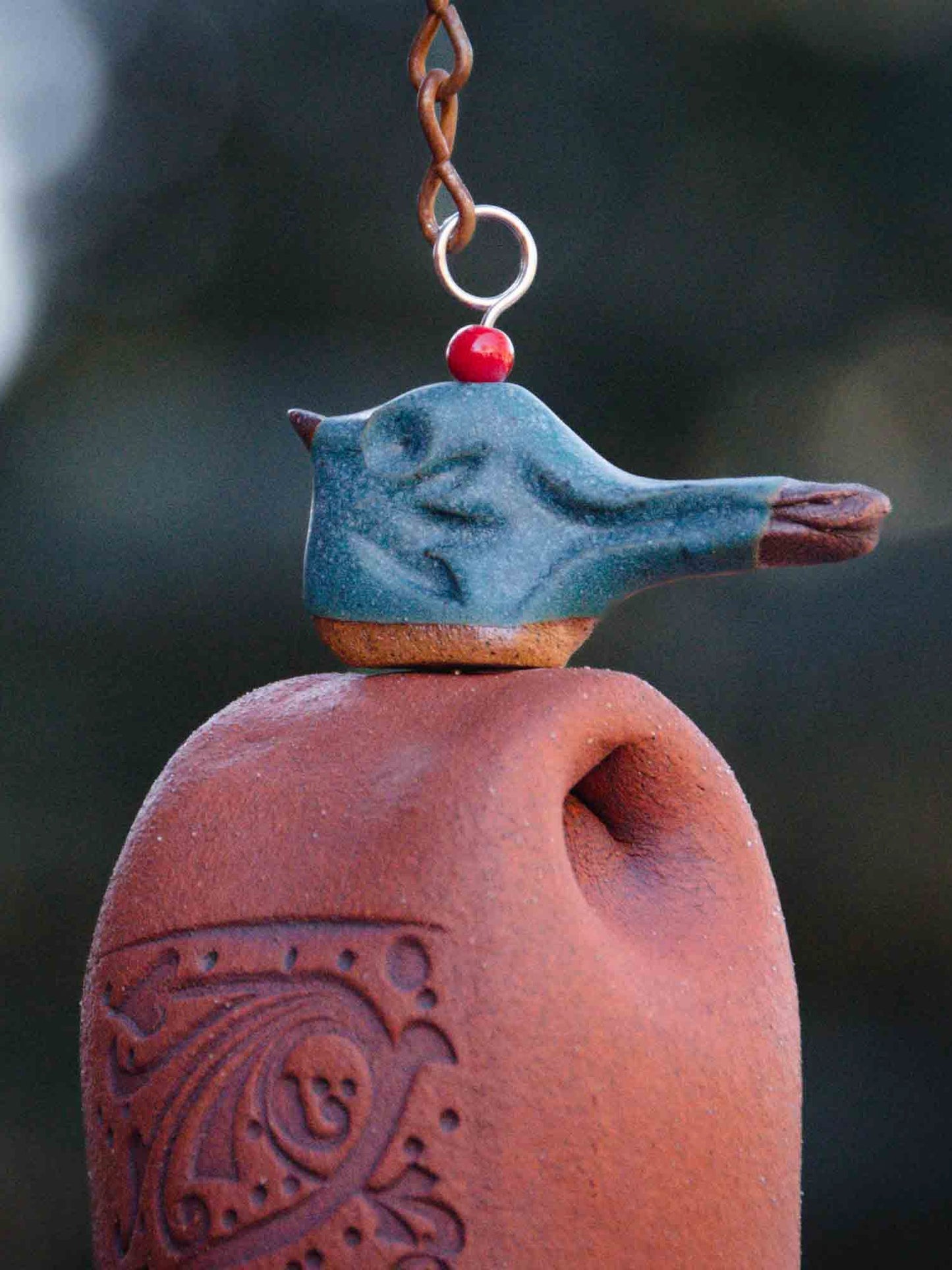 Glazed bluebird for Traditional 9th Anniversary Gift - EarthWind Bells