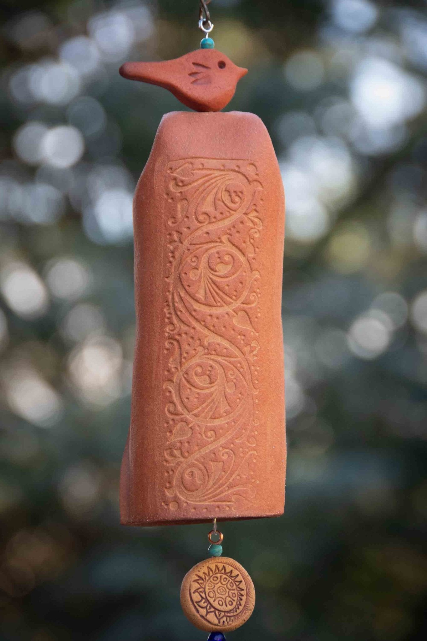 Unique 9th anniversary gift for husband, outdoor pottery wind chime