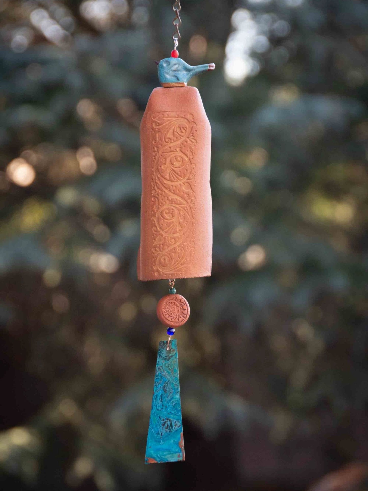 9th anniversary pottery gift for wife, handmade ceramic wind chime
