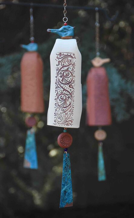 Ceramic Wind Chimes Rustic Garden Decor - EarthWind Bells