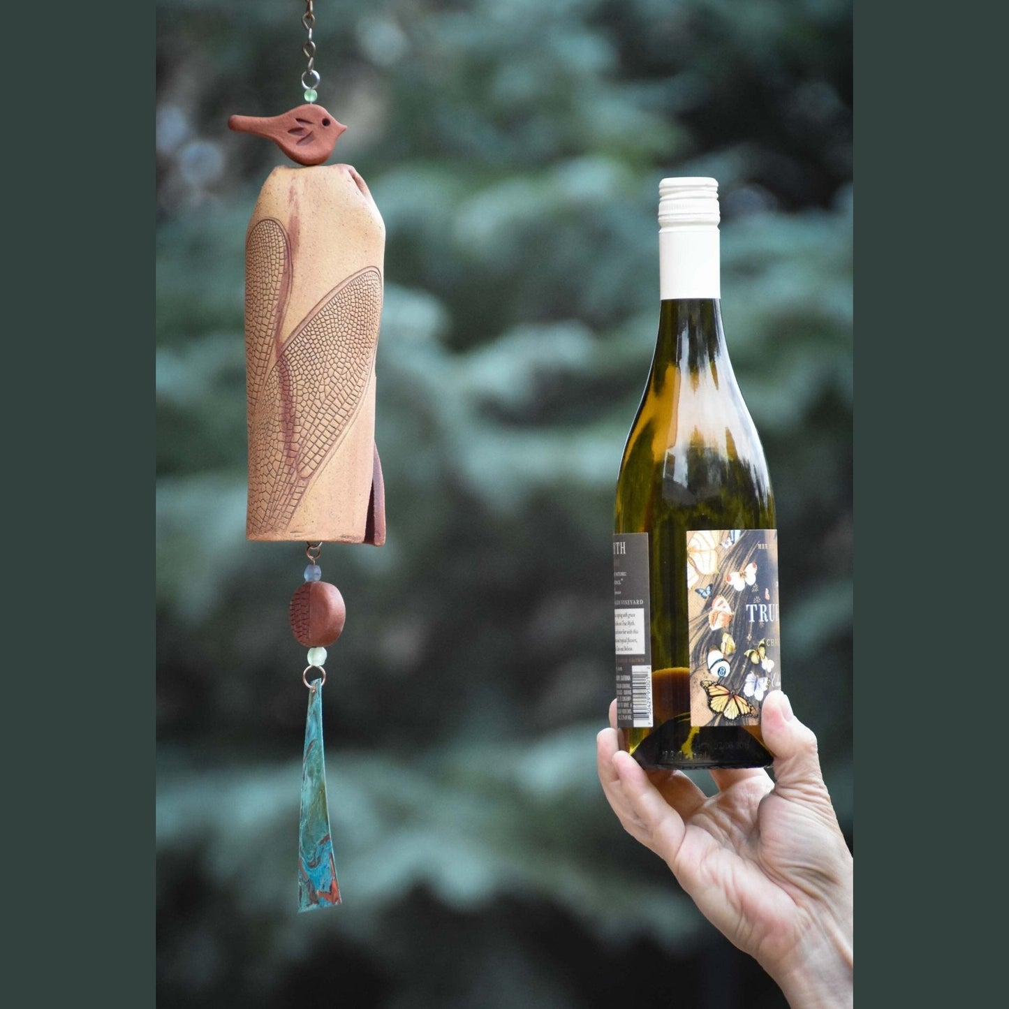 Dragonfly Wind Chime for Outdoors compared to wind bottle for size