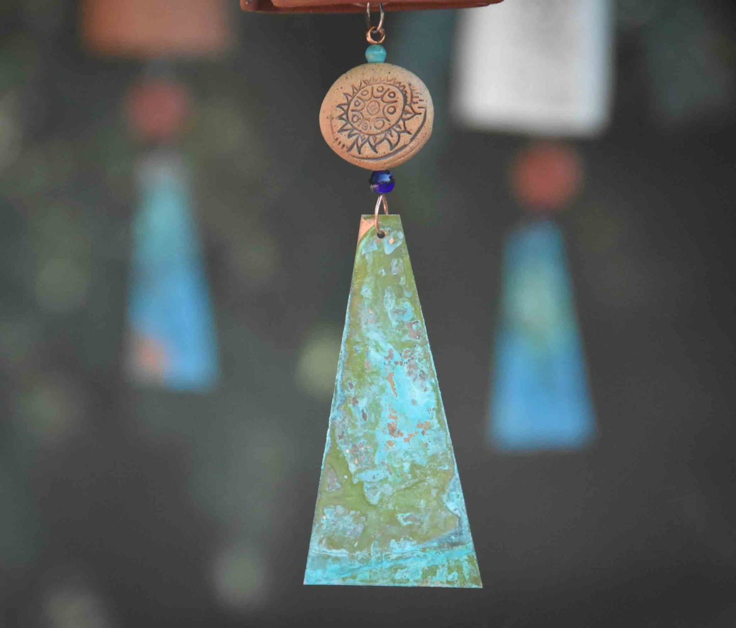 Handmade White Wind Chime Garden Bell with Starburst Pattern - EarthWind Bells