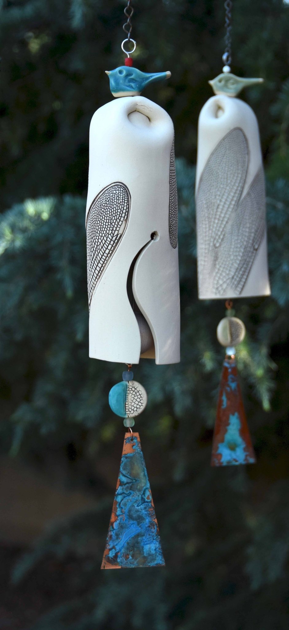 Large White Dragonfly Wind Chimes - EarthWind Bells