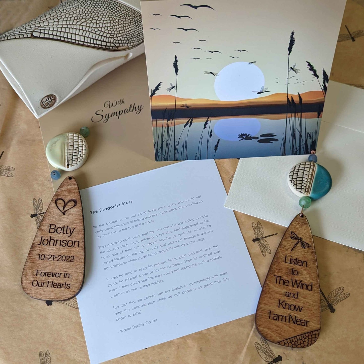 Personalized Bereavement Dragonfly Wind Chimes with Free Card & Gift Wrapping - EarthWind Bells