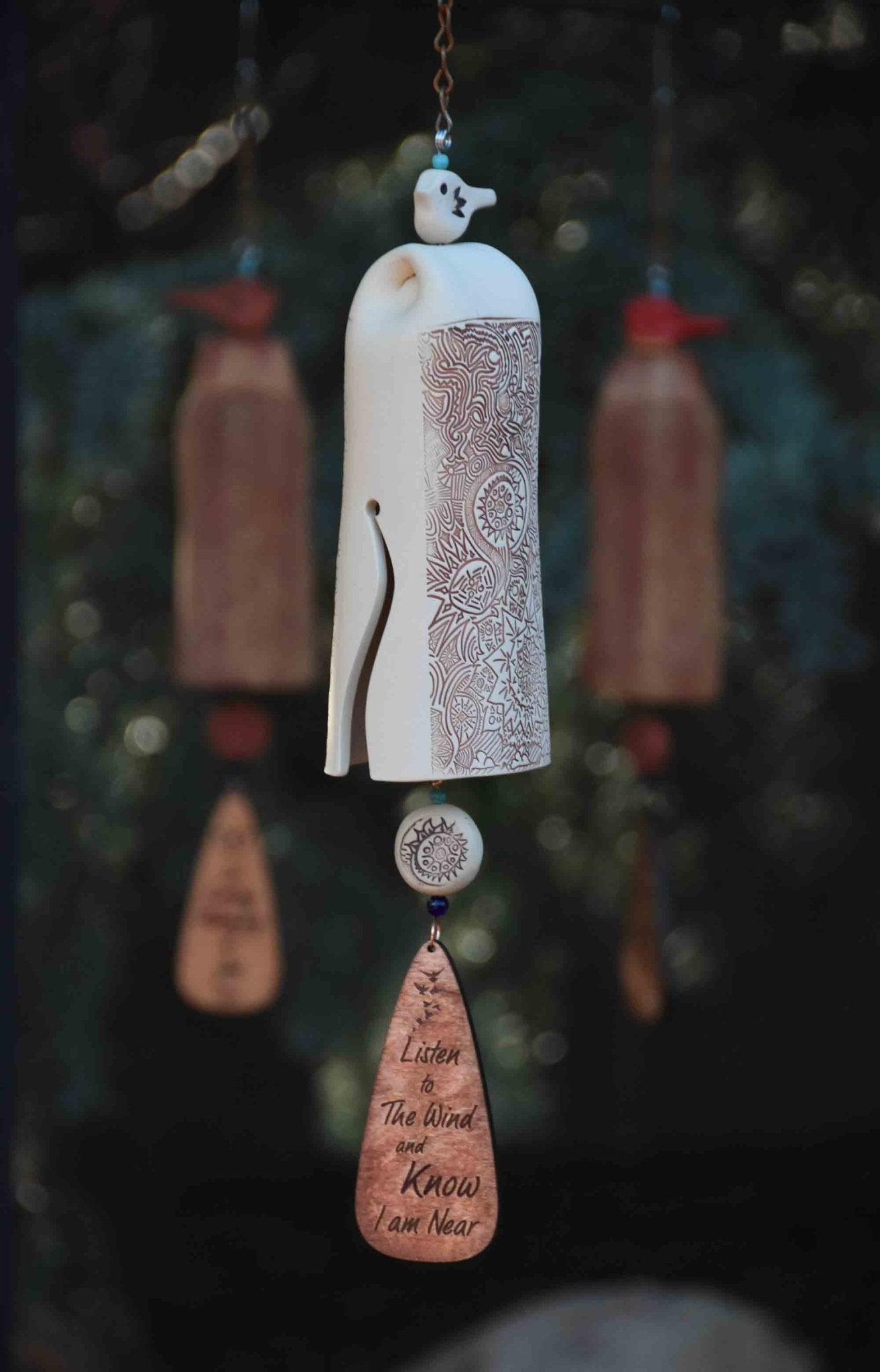 Handmade sympathy wind chime gift for mother memorial with bird topper