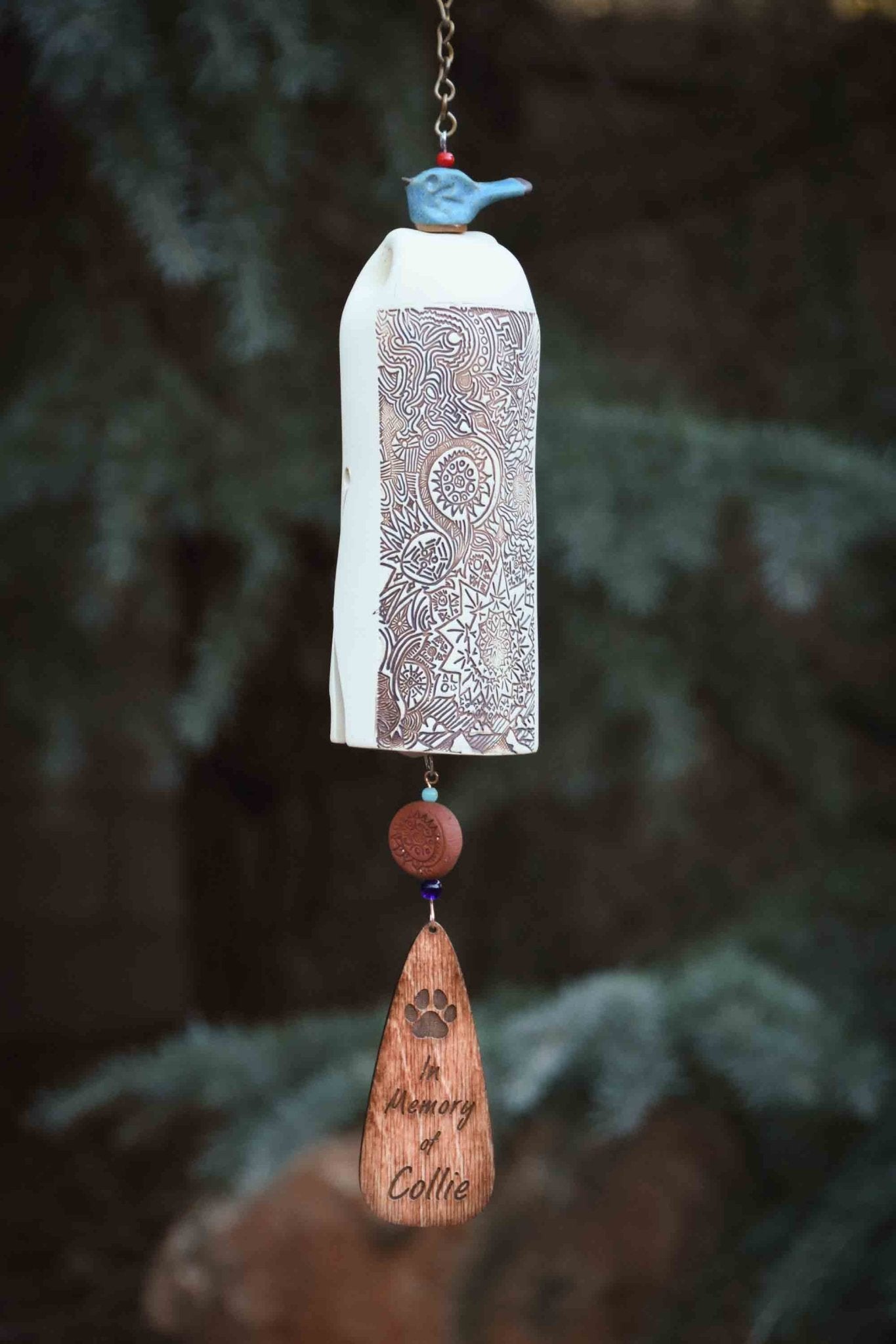 Bluebird memorial wind chime for father remembrance gift