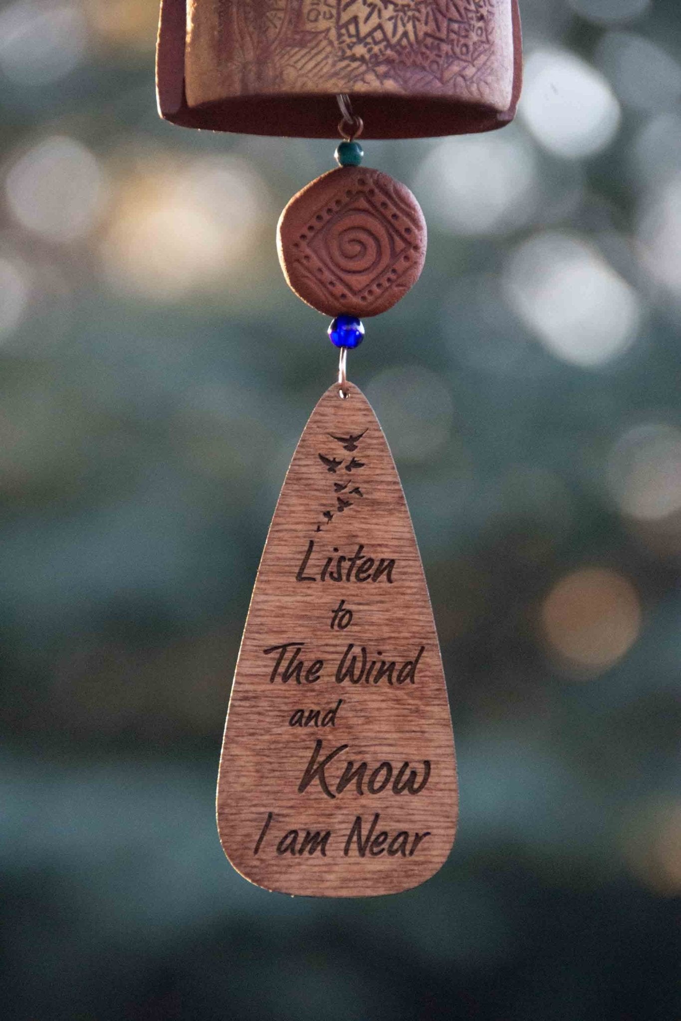 Rustic wooden wind sail replacement with double-sided memorial engraving