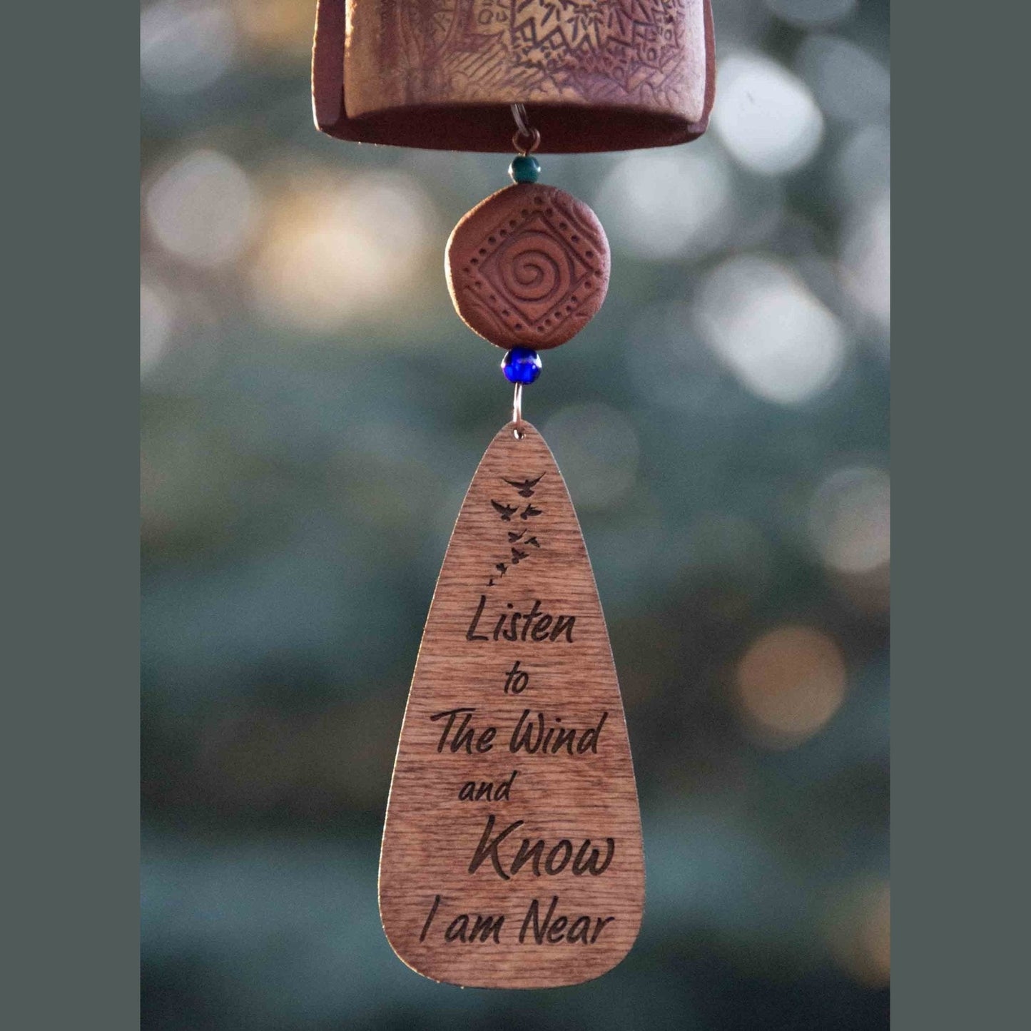Rustic wooden wind sail replacement with double-sided memorial engraving
