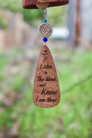 Teardrop-shaped memorial wind chime sail with personalized inscription