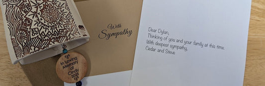 Sympathy card with simple condolence message for grieving friend