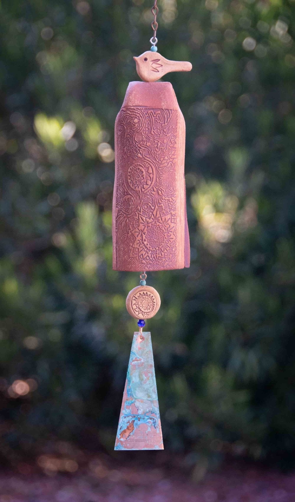Outdoor ceramic wind chimes handmade in Arizona by EarthWind Bells