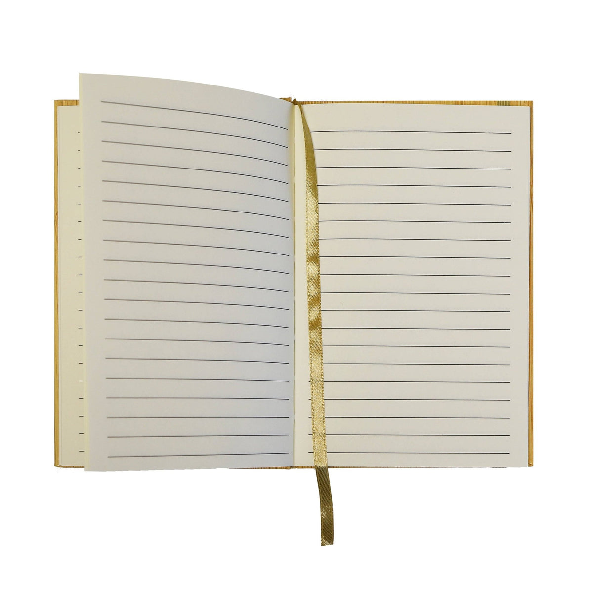 Open 5x7 memory journal with wide-ruled lined pages