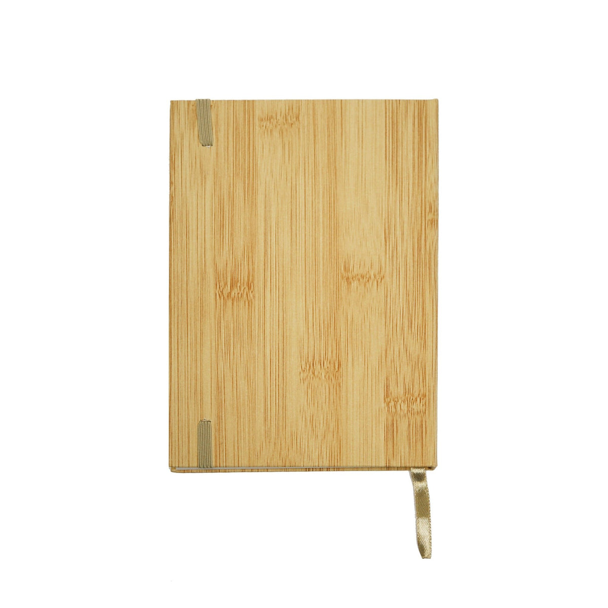 Back cover of pine forest journal with printed wood-grain design