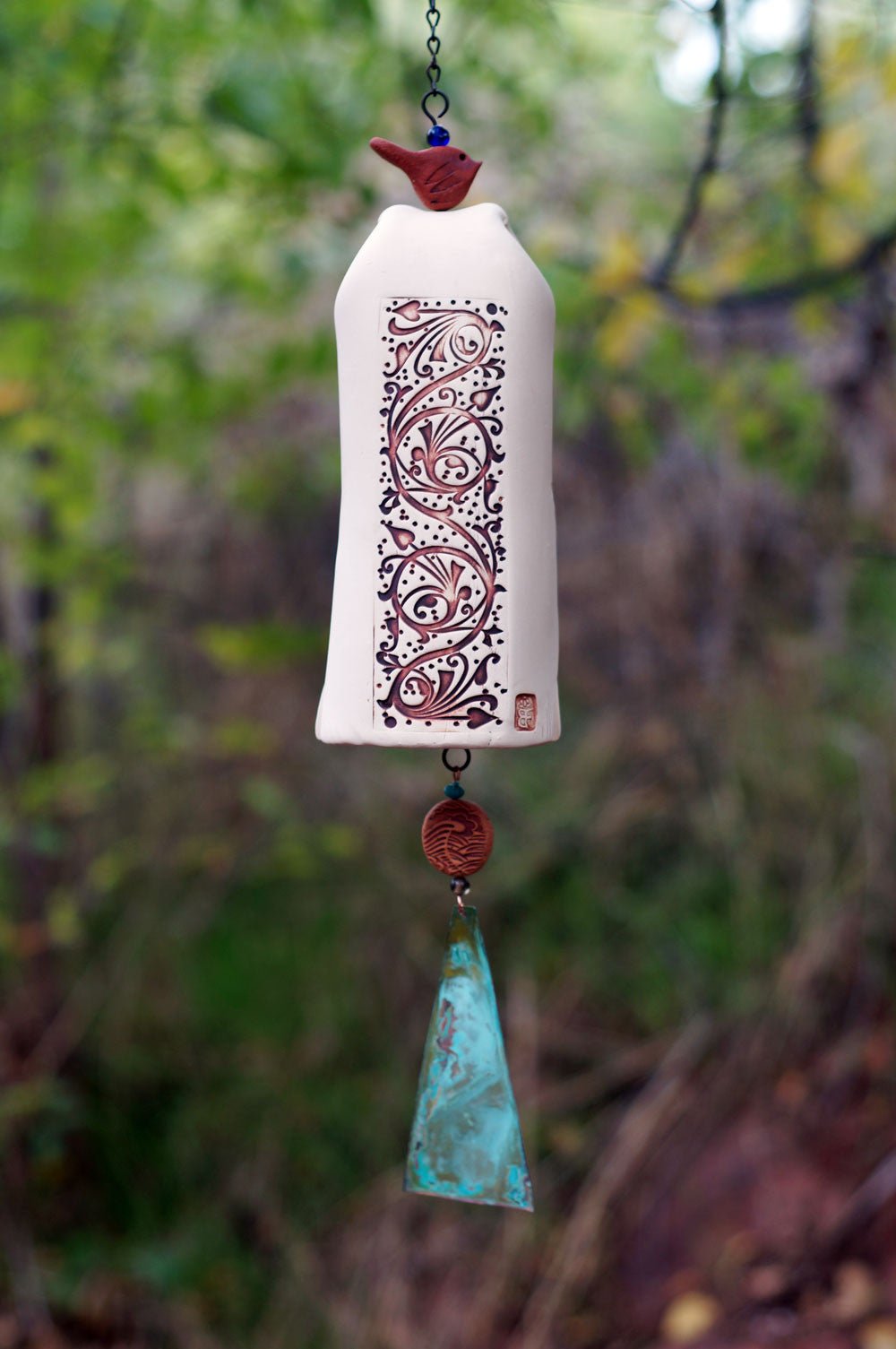 Ceramic Wind Chimes Rustic Garden Decor - EarthWind Bells