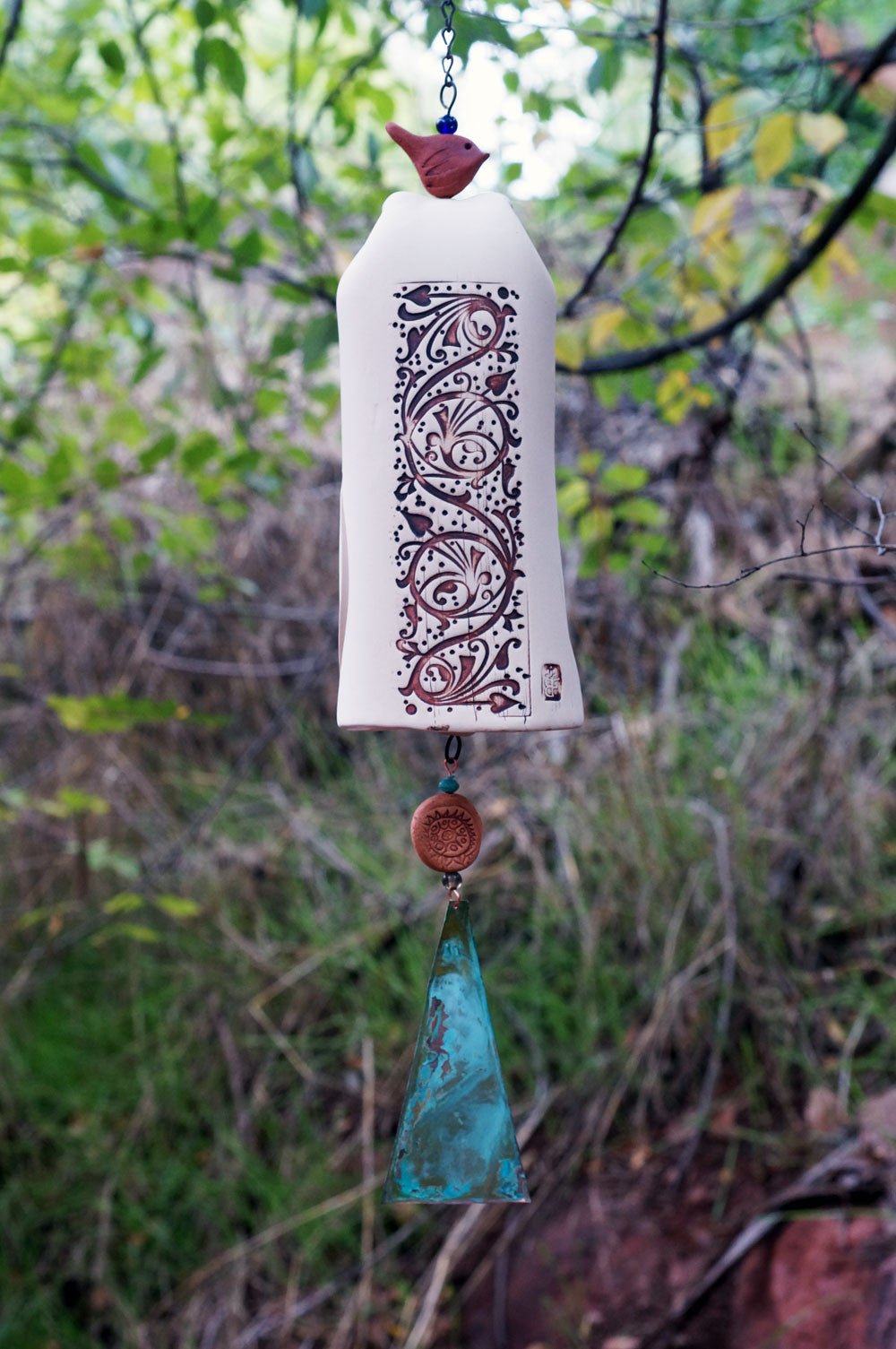 Ceramic Wind Chimes Rustic Garden Decor - EarthWind Bells