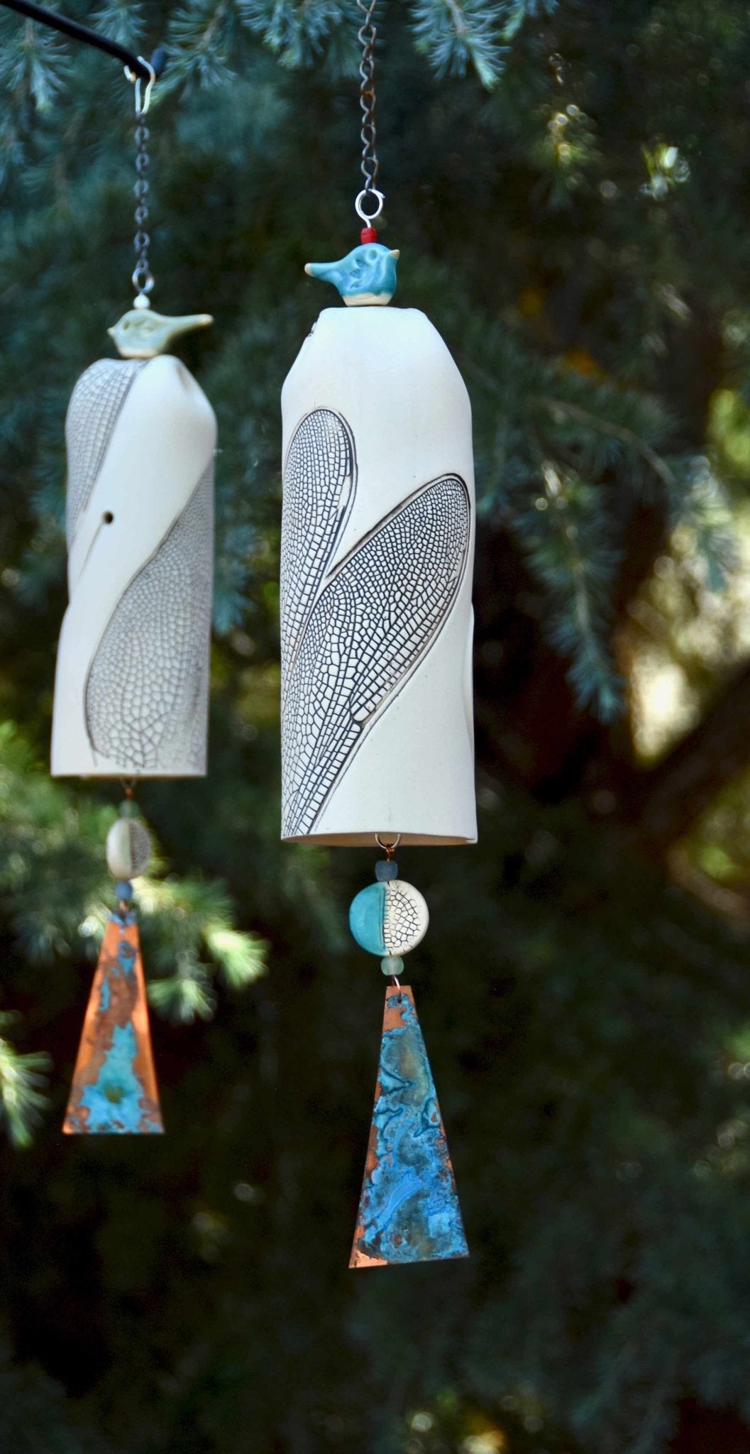 Large White Dragonfly Wind Chimes - EarthWind Bells
