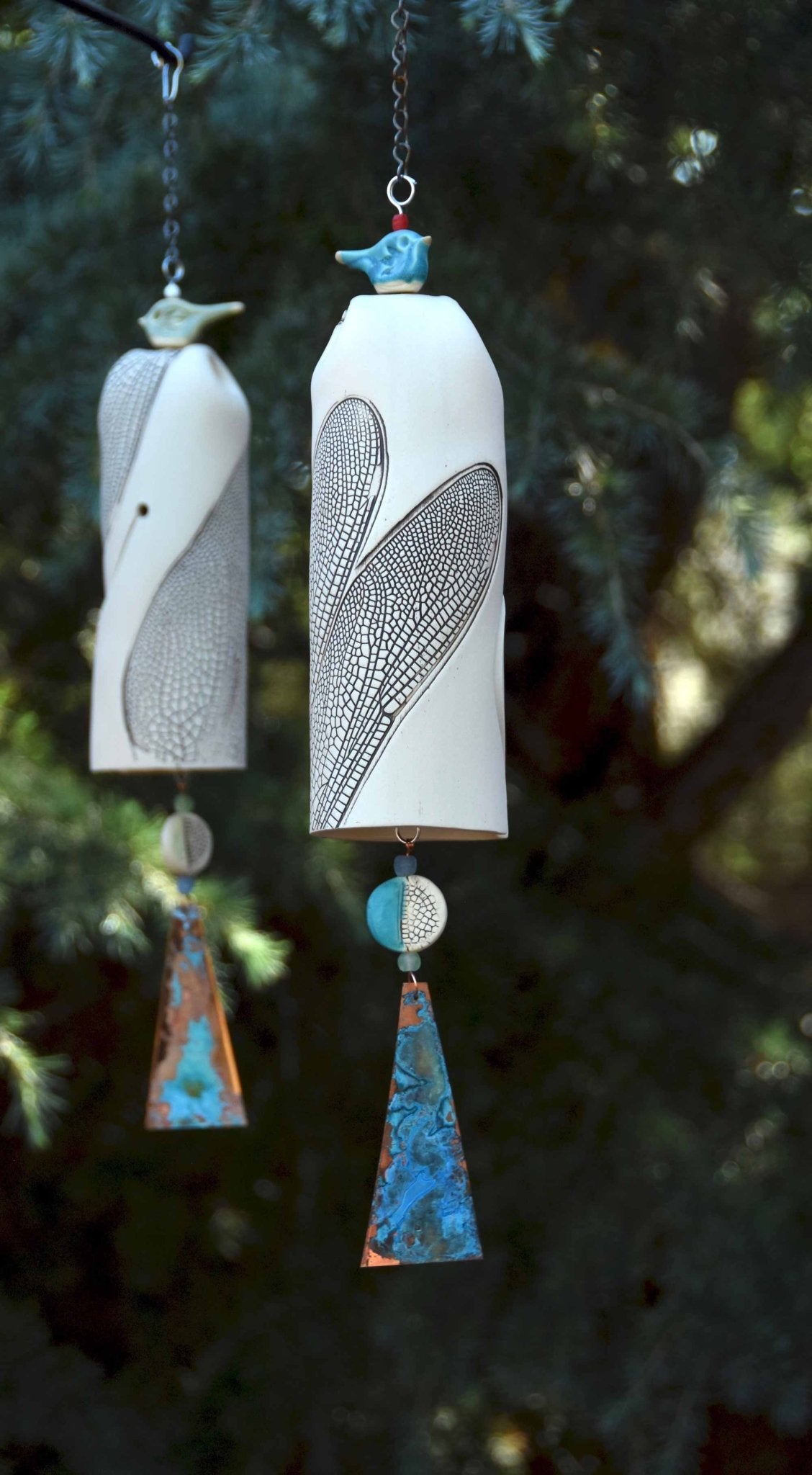 Large White Dragonfly Wind Chimes - EarthWind Bells