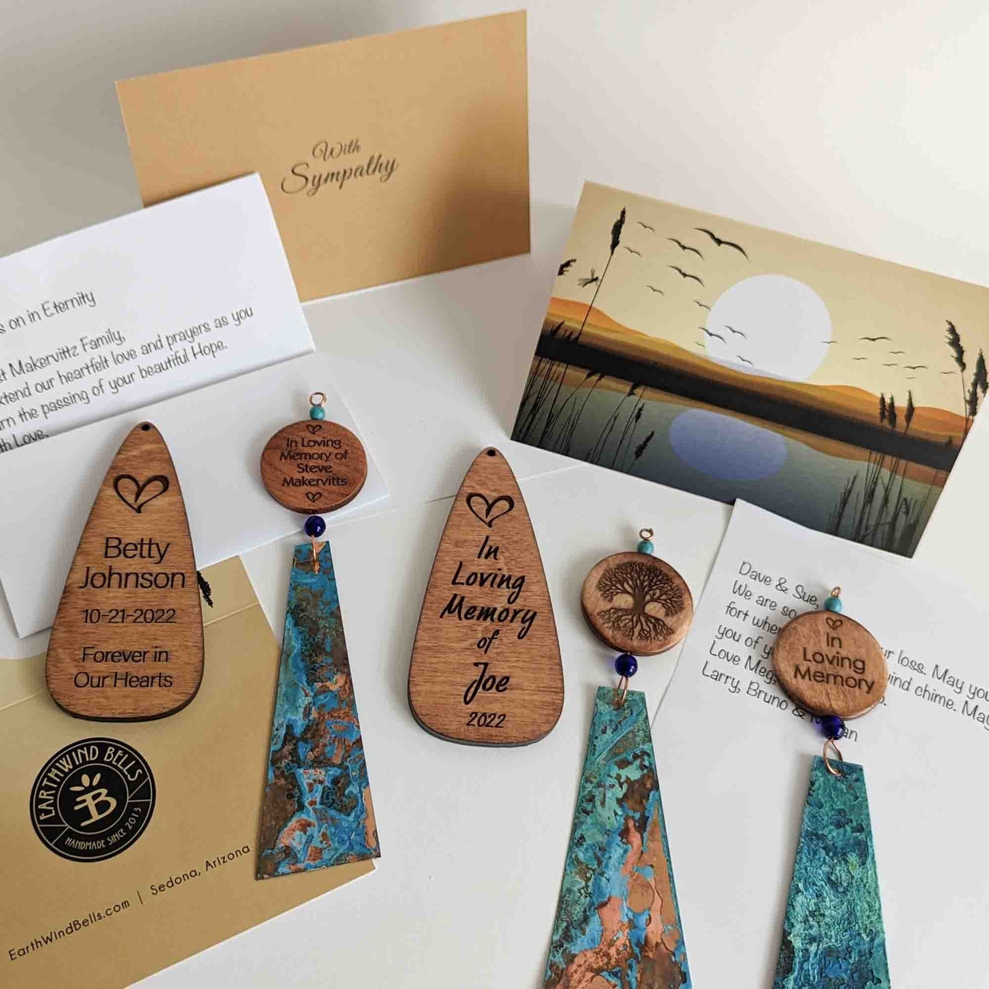 Personalized Sympathy Gift of Wind Chimes with Copper Sail - EarthWind Bells